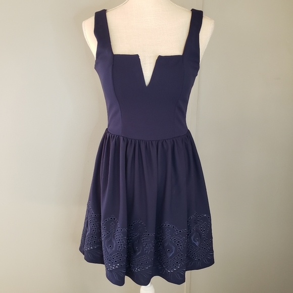 Francesca's mi ami Blue Eyelet Trim Mini Dress - Picture 3 of 11